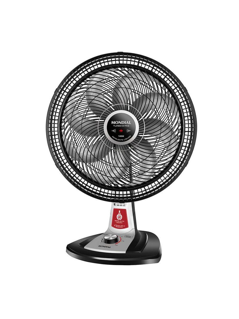 Ventilador De Mesa Mondial Turbo 8 Pás 40 Cm Repelente Líquido Vtx-40-8p-rl Vent 40cm-220v-preto/prata