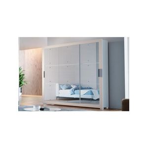 Guarda Roupa Casal 3 Portas de Correr e 4 Gavetas C/ Espelho e Pés Veneza Gold Branco - Rufato