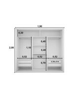 Guarda Roupa Casal 3 Portas de Correr e 4 Gavetas C/ Espelho e Pés Veneza Gold Branco - Rufato