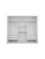 Guarda Roupa Casal 3 Portas de Correr e 4 Gavetas C/ Espelho e Pés Veneza Gold Branco - Rufato