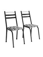 Conjunto Com 2 Cadeiras Tubular Itália Preto Craquelado-folha Artefamol Craqu Dark