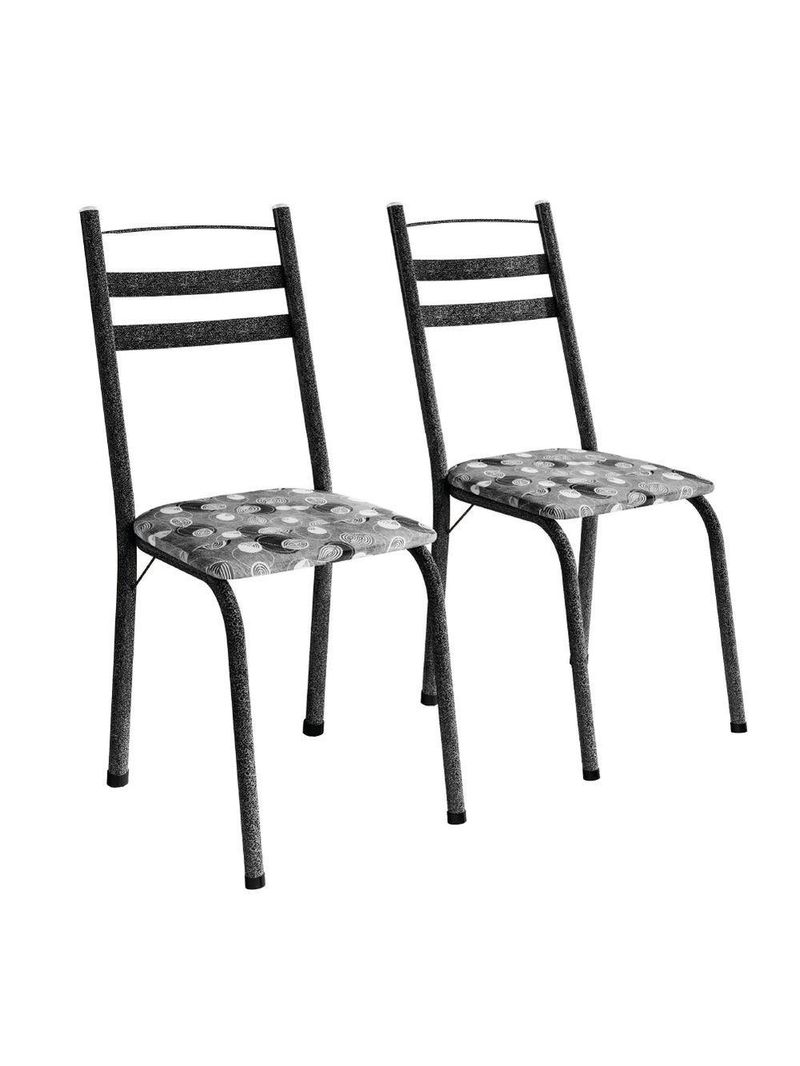 Conjunto Com 2 Cadeiras Tubular Itália Preto Craquelado-folha Artefamol Craqu Dark