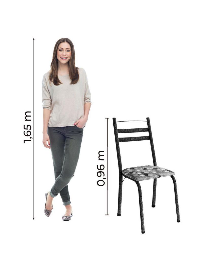 Conjunto Com 2 Cadeiras Tubular Itália Preto Craquelado-folha Artefamol Craqu Dark