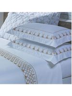 Jogo Cama Lençol Garland Queen Bordado 100% Algodão Acetinado 400 Fios 4 Peças - Branco