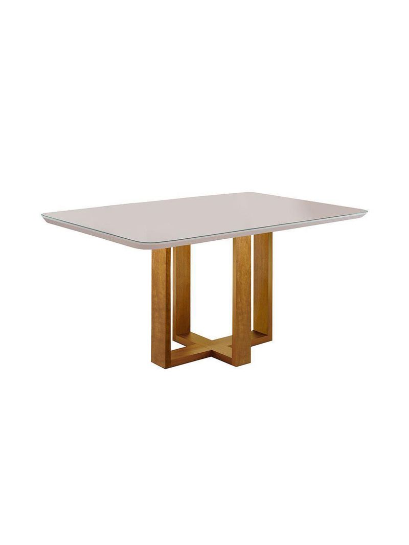 Conjunto Sala de Jantar Mesa e 4 Cadeiras Berlim Bege - Móveis Mix Mel / Bege