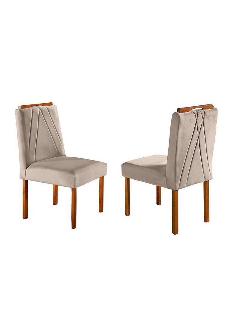 Conjunto Sala de Jantar Mesa e 4 Cadeiras Berlim Bege - Móveis Mix Mel / Bege