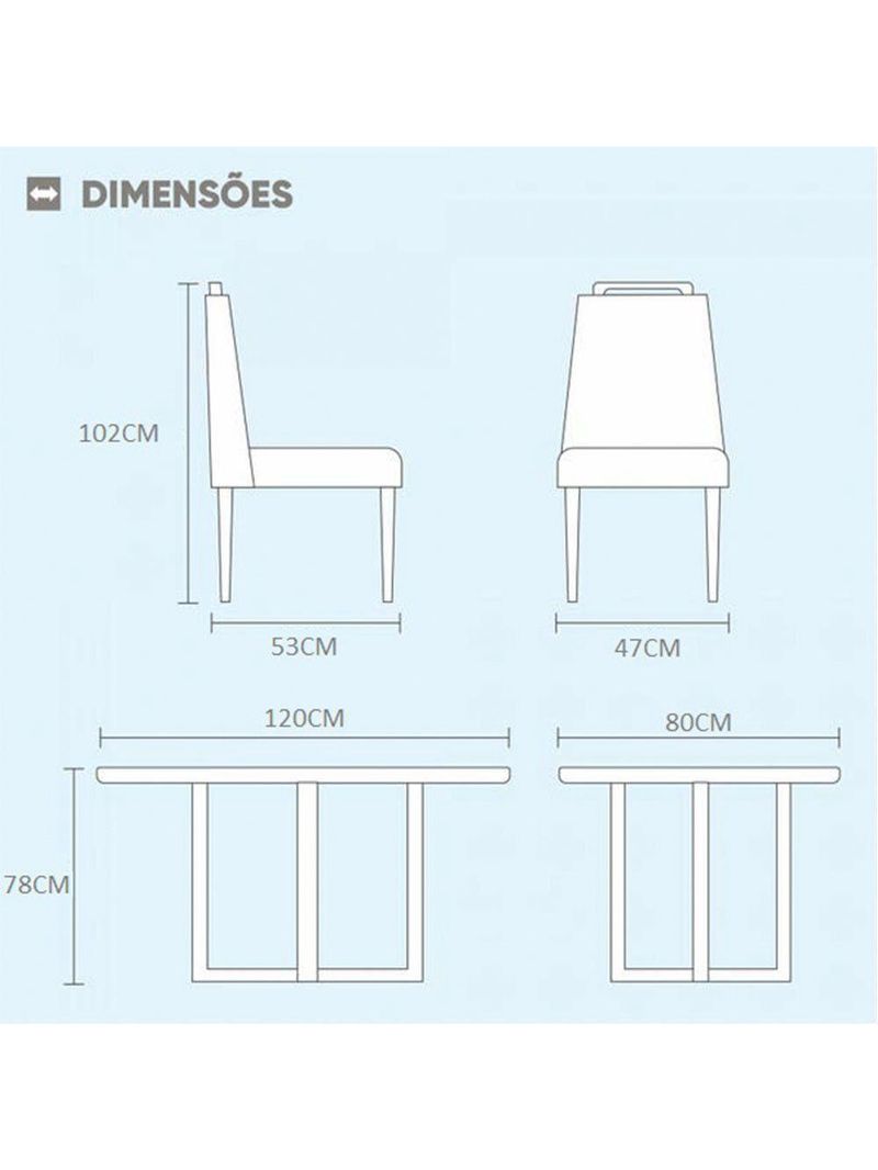 Conjunto Sala de Jantar Mesa e 4 Cadeiras Berlim Bege - Móveis Mix Mel / Bege