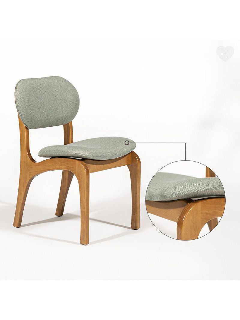 Cadeira De Jantar Estofada Rafine Madeira Castanho Linho Verde