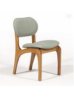 Cadeira De Jantar Estofada Rafine Madeira Castanho Linho Verde