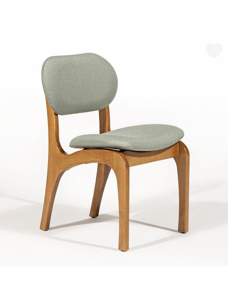 Cadeira De Jantar Estofada Rafine Madeira Castanho Linho Verde