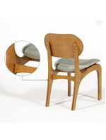 Cadeira De Jantar Estofada Rafine Madeira Castanho Linho Verde