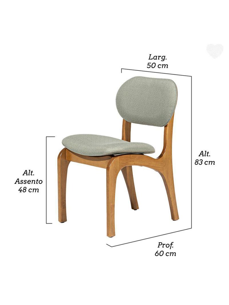 Cadeira De Jantar Estofada Rafine Madeira Castanho Linho Verde