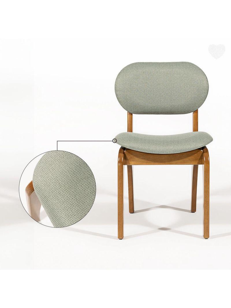 Cadeira De Jantar Estofada Rafine Madeira Castanho Linho Verde