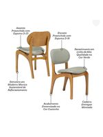 Cadeira De Jantar Estofada Rafine Madeira Castanho Linho Verde