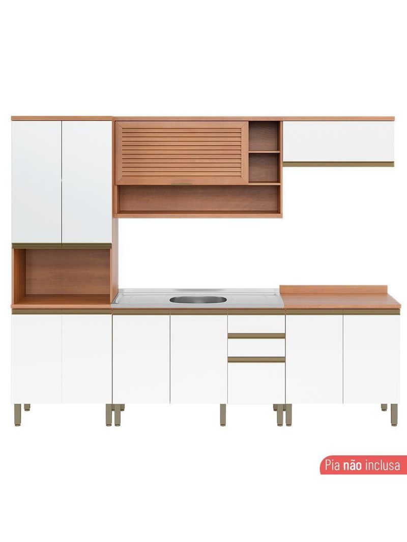 Cozinha Completa Thela Bárbara C/ Balcão De Pia Freijó/branco