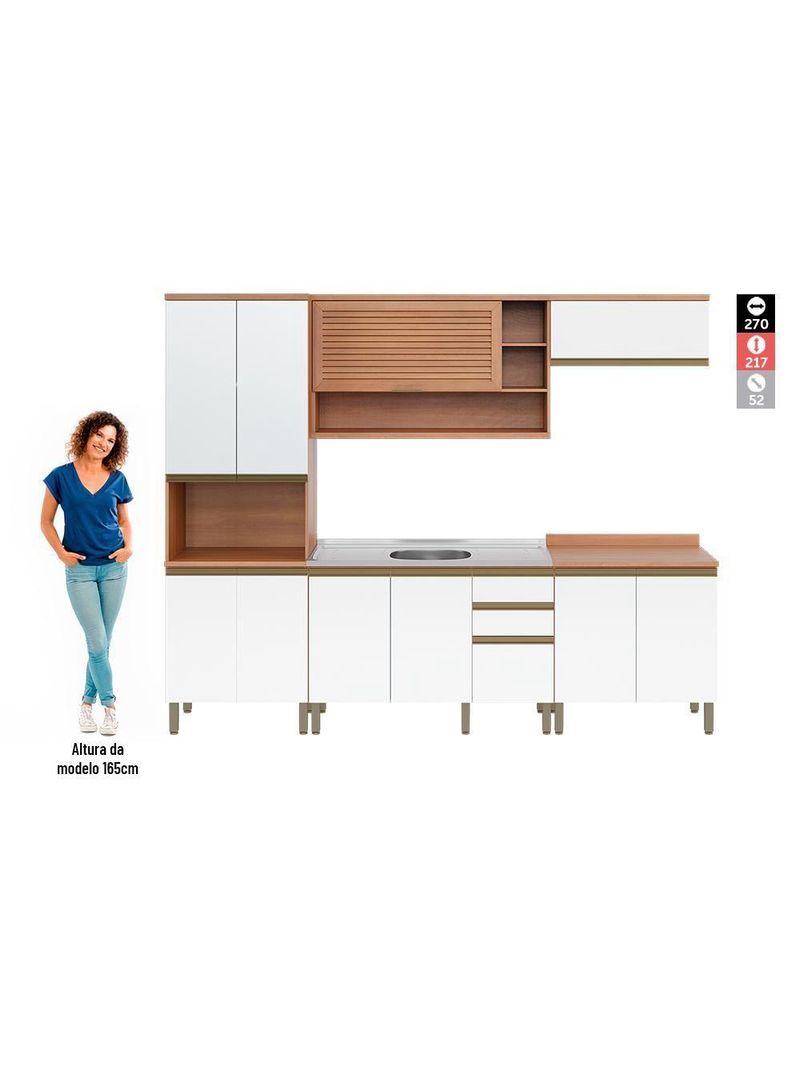 Cozinha Completa Thela Bárbara C/ Balcão De Pia Freijó/branco