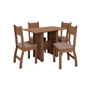 Conjunto Mesa De Jantar 4 Lugares Milano Carvalho Com Savana