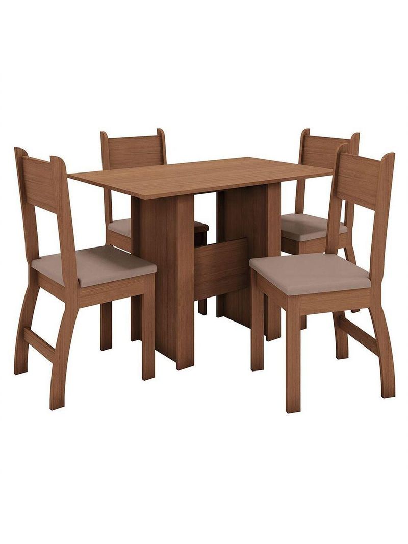 Conjunto Mesa De Jantar 4 Lugares Milano Carvalho Com Savana