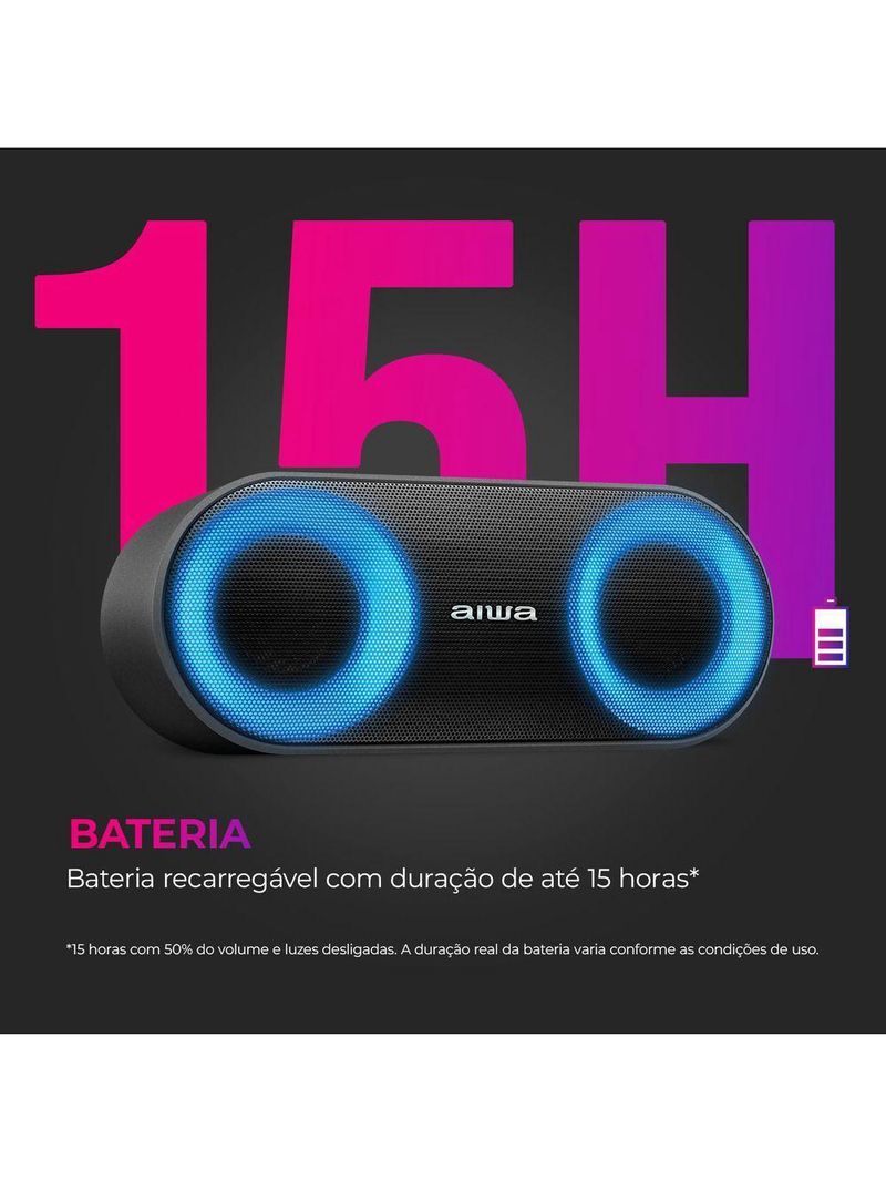 Caixa Som Speaker Aiwa Bluetooth Luzes Mini Aws-sp-01