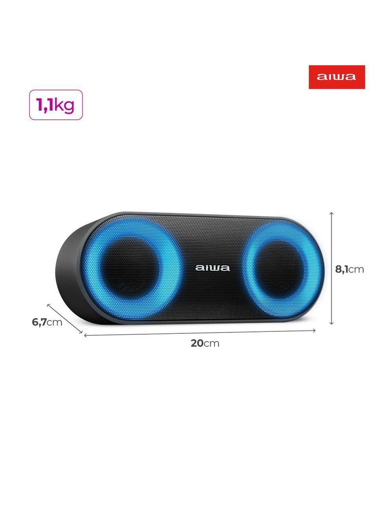 Caixa Som Speaker Aiwa Bluetooth Luzes Mini Aws-sp-01