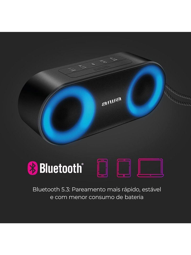 Caixa Som Speaker Aiwa Bluetooth Luzes Mini Aws-sp-01