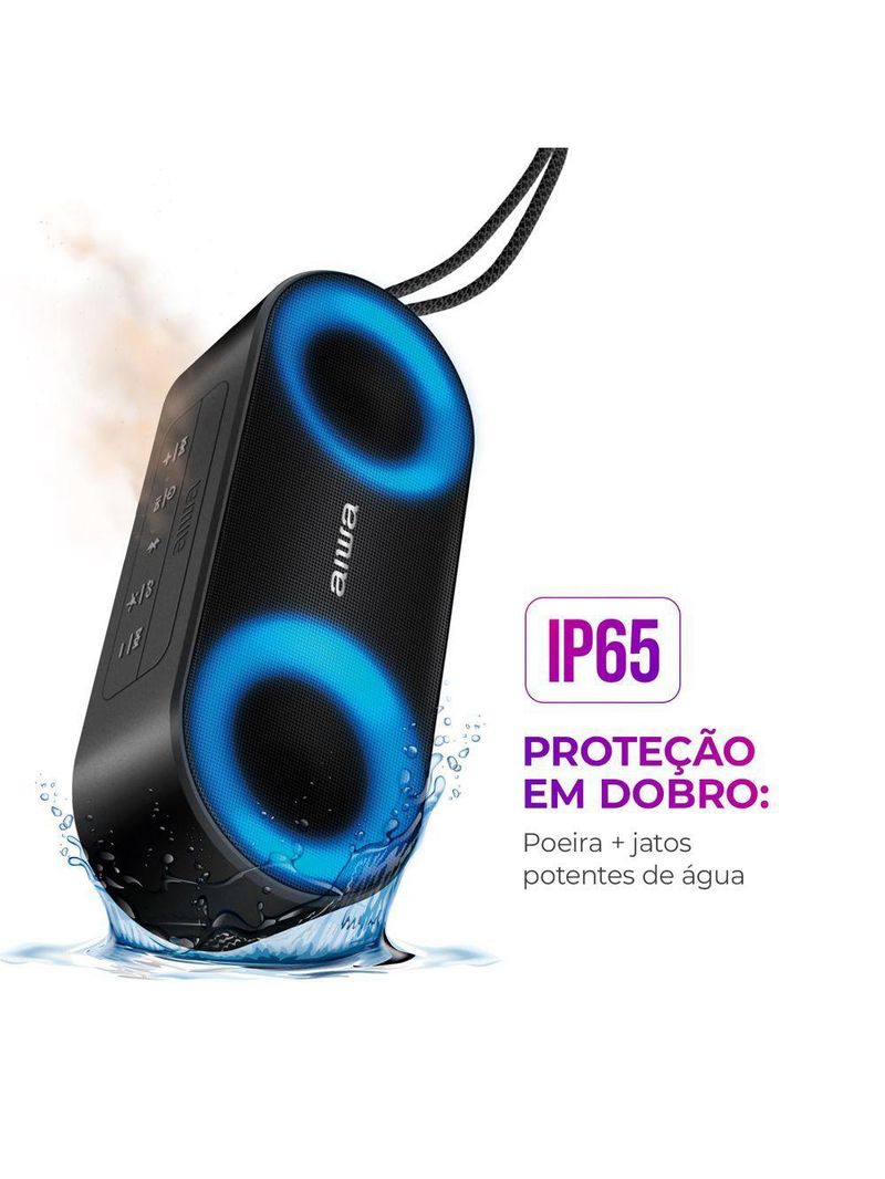 Caixa Som Speaker Aiwa Bluetooth Luzes Mini Aws-sp-01