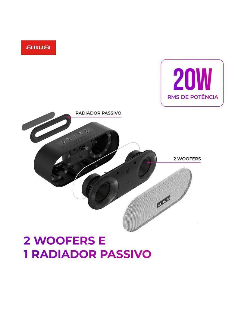 Caixa Som Speaker Aiwa Bluetooth Luzes Mini Aws-sp-01