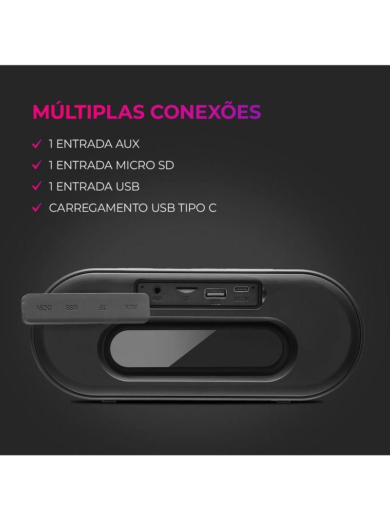 Caixa Som Speaker Aiwa Bluetooth Luzes Mini Aws-sp-01