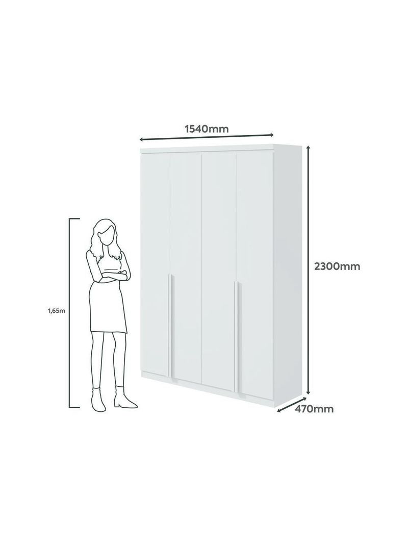 Guarda-roupa Solteiro Alonzo 4 Portas 2 Gavetas Branco Lopas