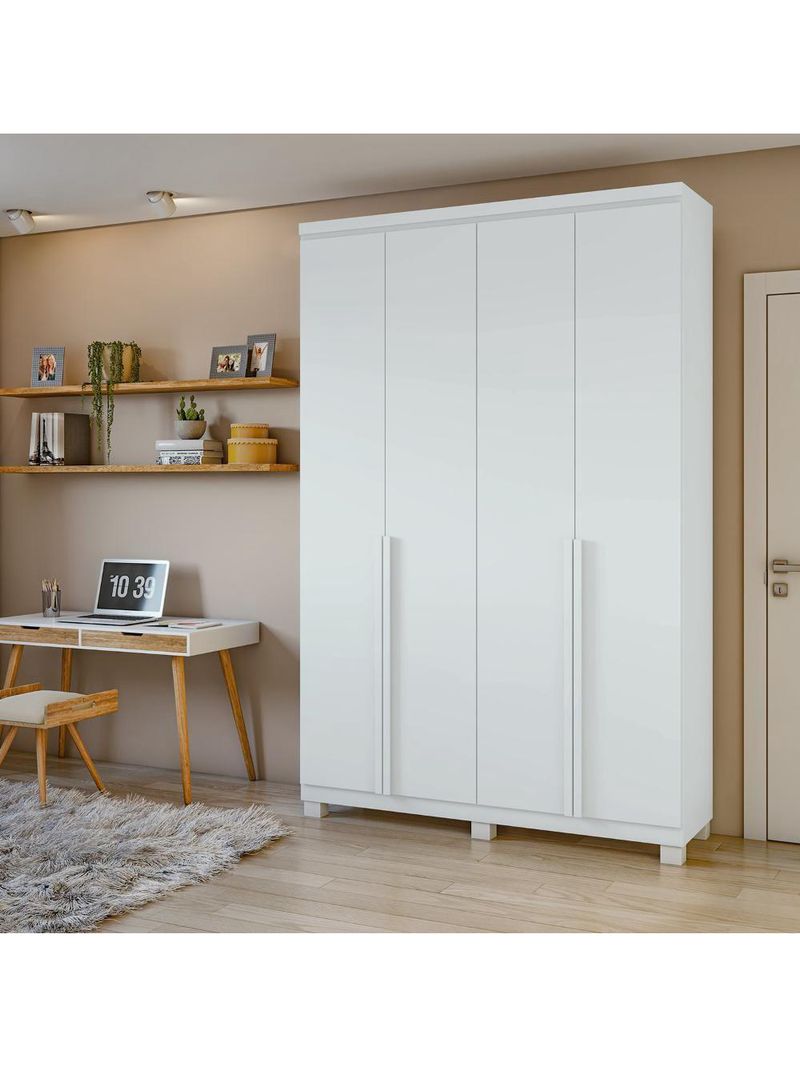Guarda-roupa Solteiro Alonzo 4 Portas 2 Gavetas Branco Lopas