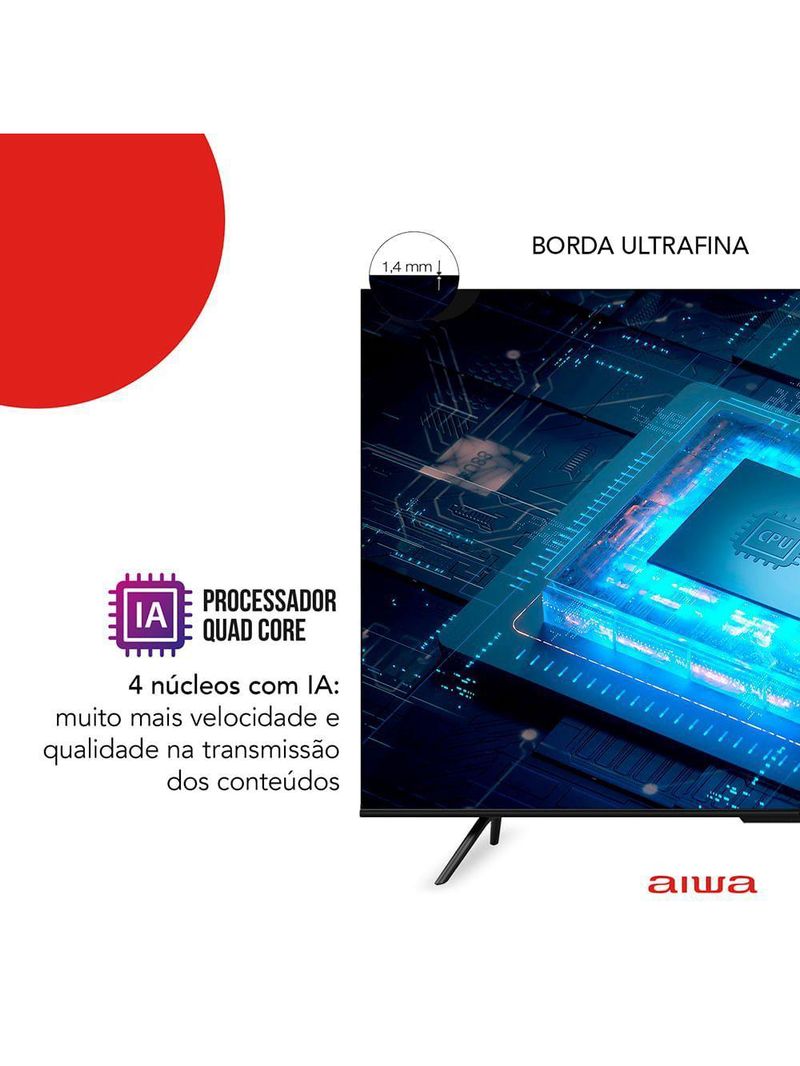 Smart TV AIWA 75” GOOGLE TV 4K Comando de voz Dolby Vision&Atmos AWS-TV-75-BL-01-G