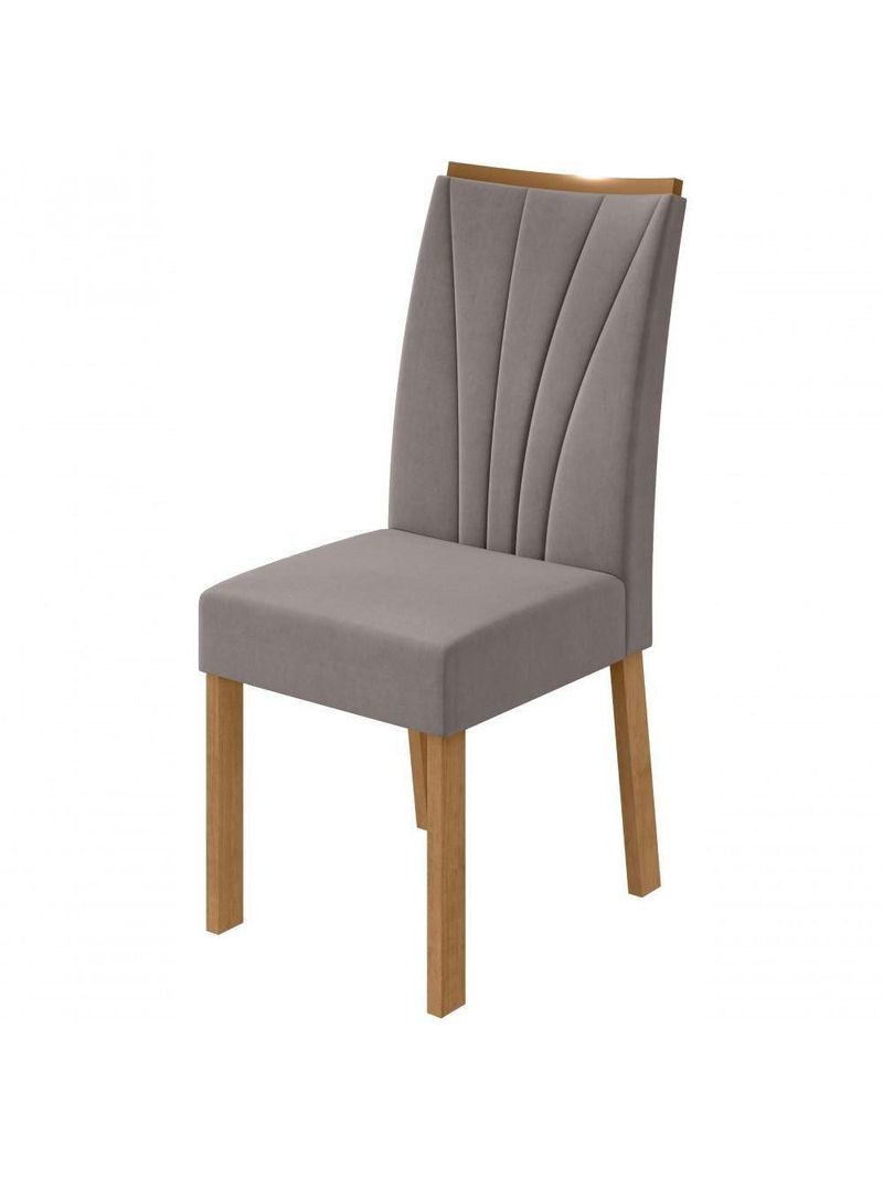 Conjunto Mesa de Jantar Celebrare com Vidro e 4 Cadeiras Apogeu - Tecido Veludo Liso Capuccino Amêndoa Clean/Off White