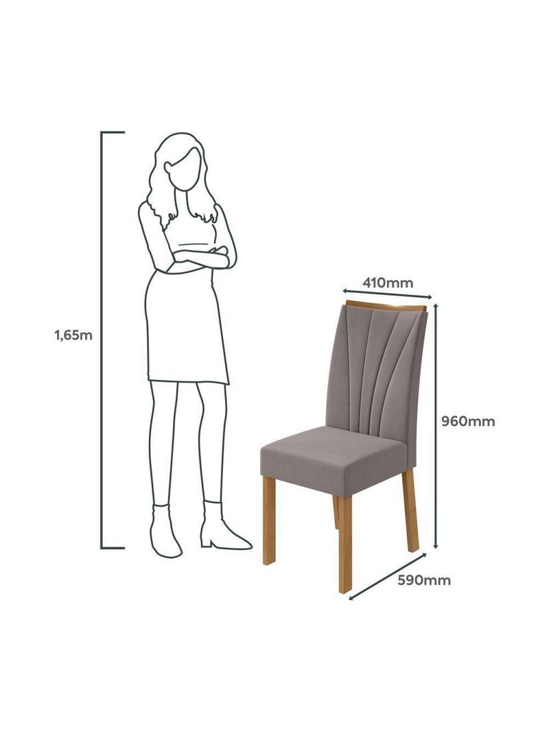 Conjunto Mesa de Jantar Celebrare com Vidro e 4 Cadeiras Apogeu - Tecido Veludo Liso Capuccino Amêndoa Clean/Off White