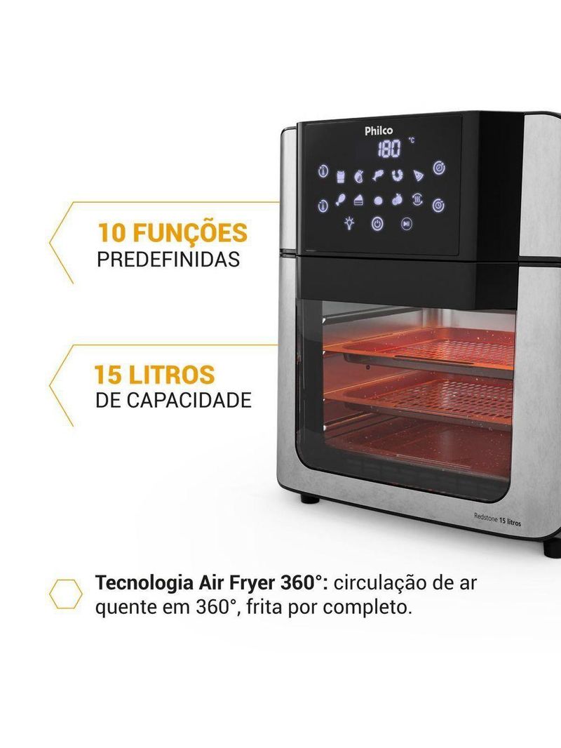 Air Fryer Oven Philco 15L Painel Digital PAF15A 110V