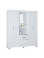 Guarda Roupa Solteiro Cordoba 4 Portas Branco Brilho - Poquema