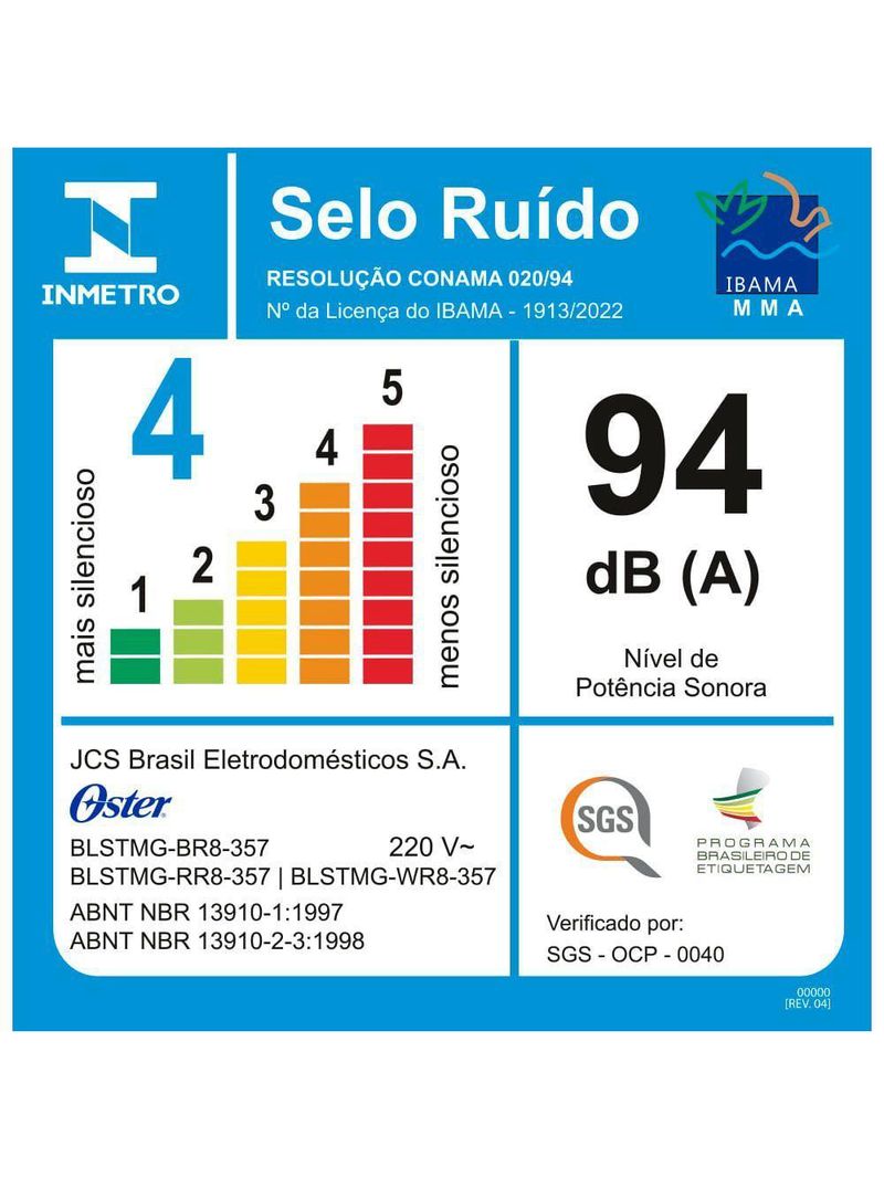 Liquidificador Oster Super Chef Vermelho 1,25L – BLSTMG-RR8 (220V)