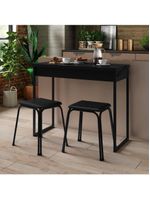 Conjunto Mesa Dobrável com 2 Banquetas Preto Carraro