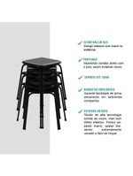 Conjunto Mesa Dobrável com 2 Banquetas Preto Carraro