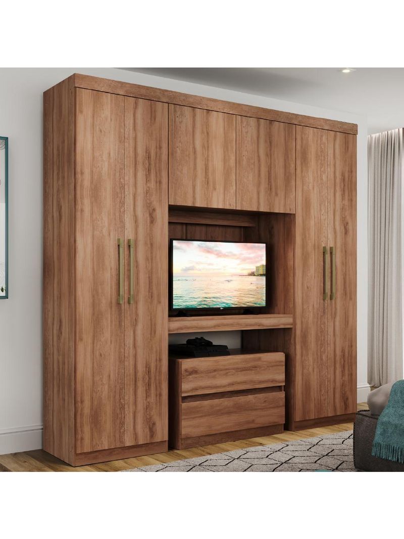 Guarda Roupa Solteiro 6 Portas 2 Gavetas Porto Carraro Freijó