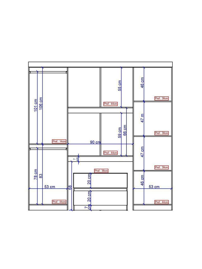 Guarda Roupa Solteiro 6 Portas 2 Gavetas Porto Carraro Freijó