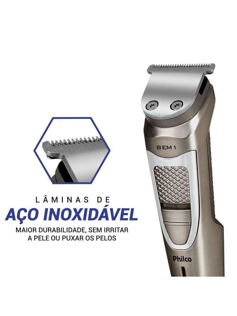 Aparador de Pelos Philco Multigroom 8 em 1 5W PAP16 Bivolt