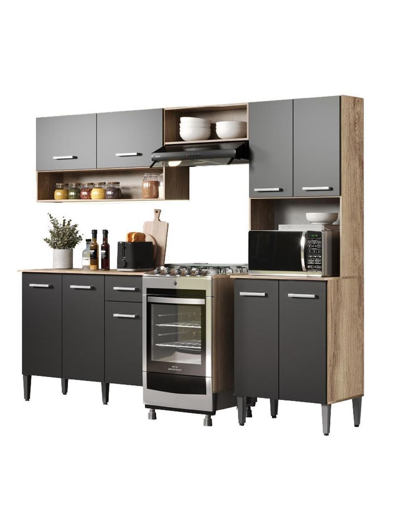 Armário Cozinha Compacta Arizona Essence Carraro - Carvalho-preto Carvalho-preto