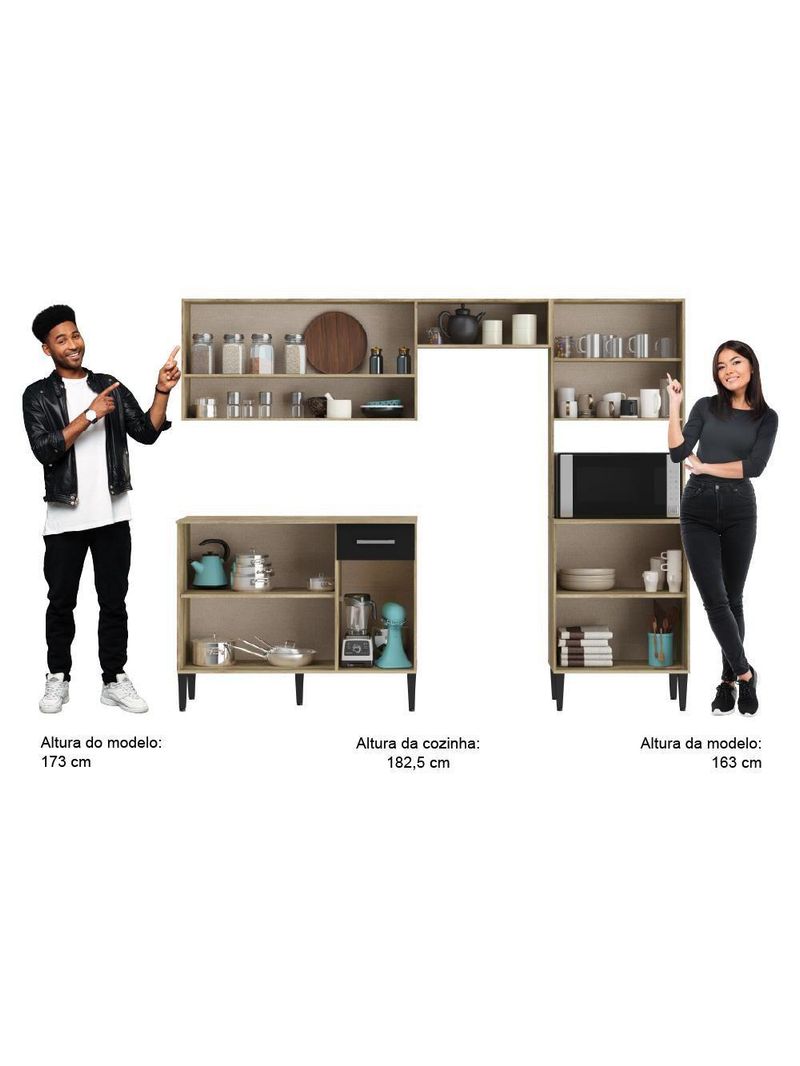 Armário Cozinha Compacta Arizona Essence Carraro - Carvalho-preto Carvalho-preto