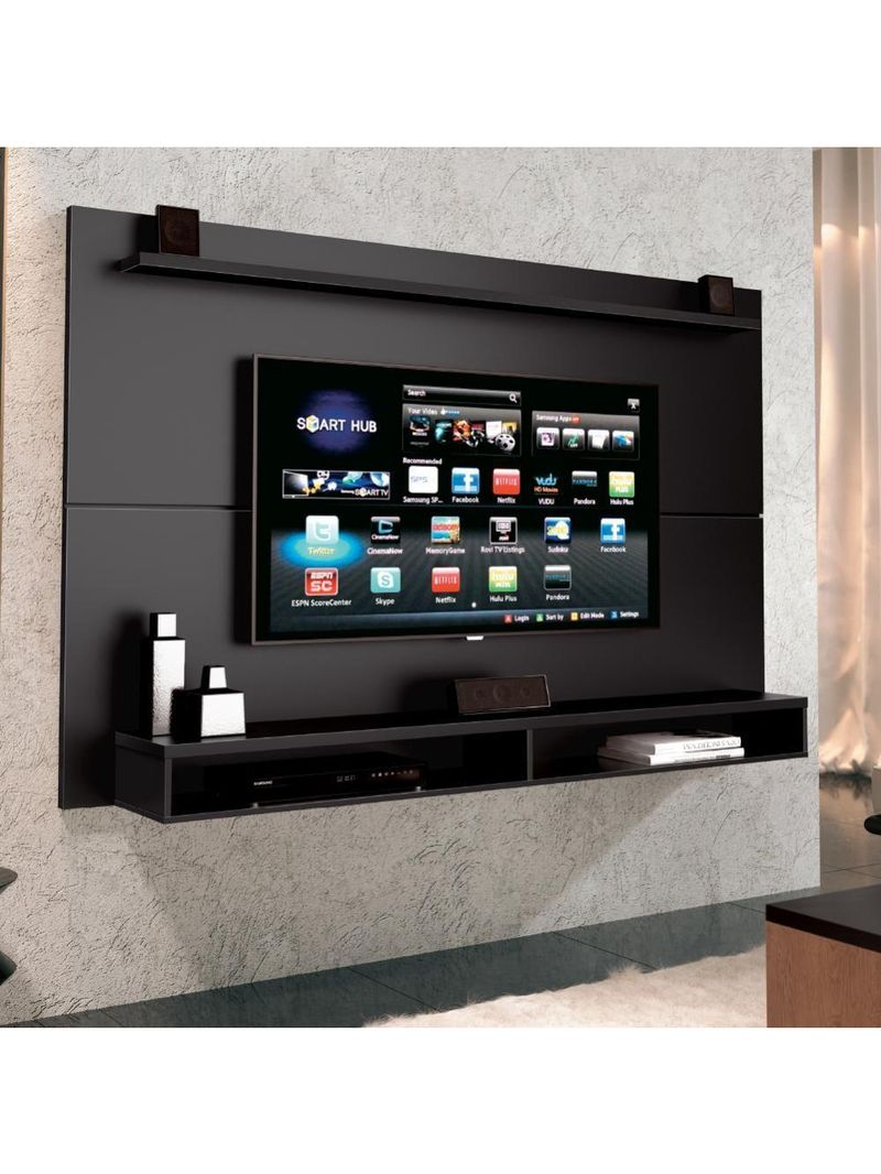 Painel TV Até 65" Com Prateleira 1,80m Preto