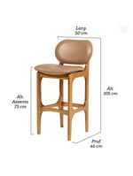 Kit 2 Banquetas Alta Estofada Rafine Madeira Castanho Impermeável Marrom