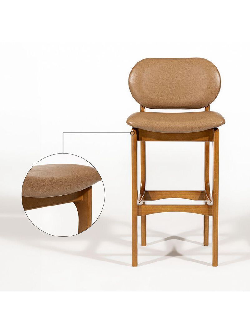 Kit 2 Banquetas Alta Estofada Rafine Madeira Castanho Impermeável Marrom