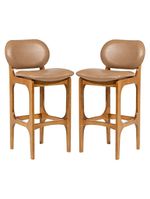 Kit 2 Banquetas Alta Estofada Rafine Madeira Castanho Impermeável Marrom