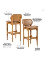 Kit 2 Banquetas Alta Estofada Rafine Madeira Castanho Impermeável Marrom