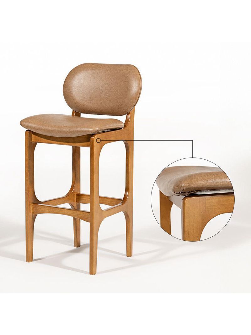 Kit 2 Banquetas Alta Estofada Rafine Madeira Castanho Impermeável Marrom