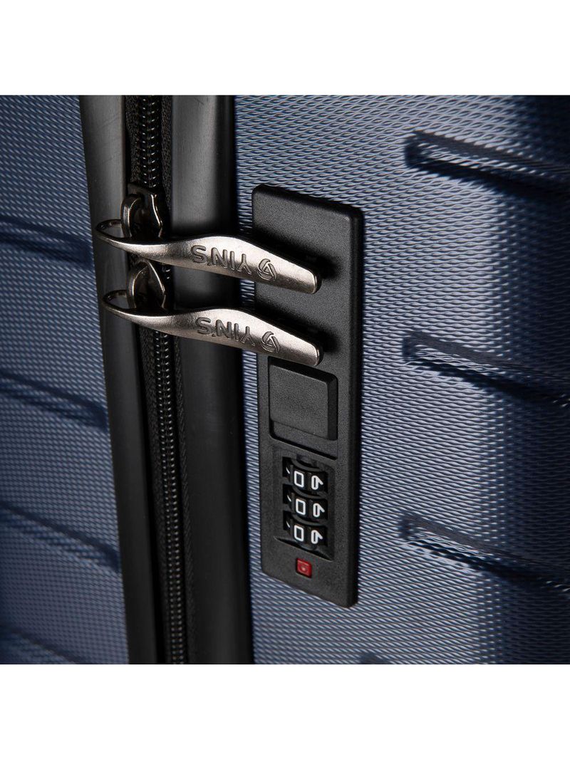 Mala de Bordo Pequena em Abs Yins Ys21158 Cadeado Integrado Rodas Duplas Giro 360º Azul P